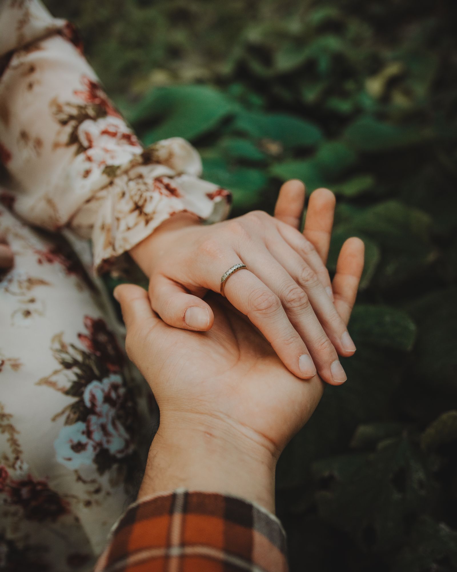 Engagement ring on hand